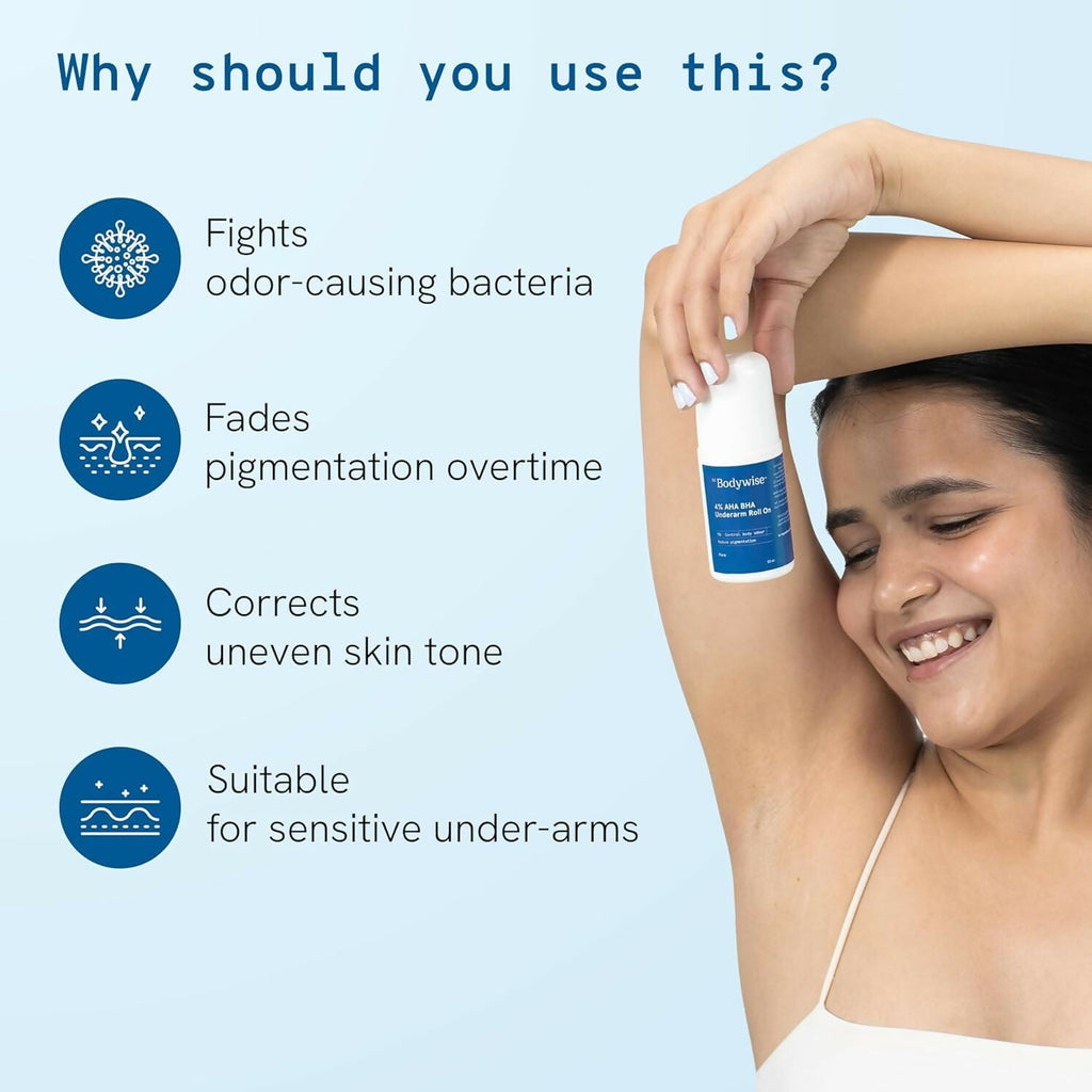 BeBodywise 4% AHA BHA Underarm Roll On For Reduce Pigmentation - Flora Fragrance