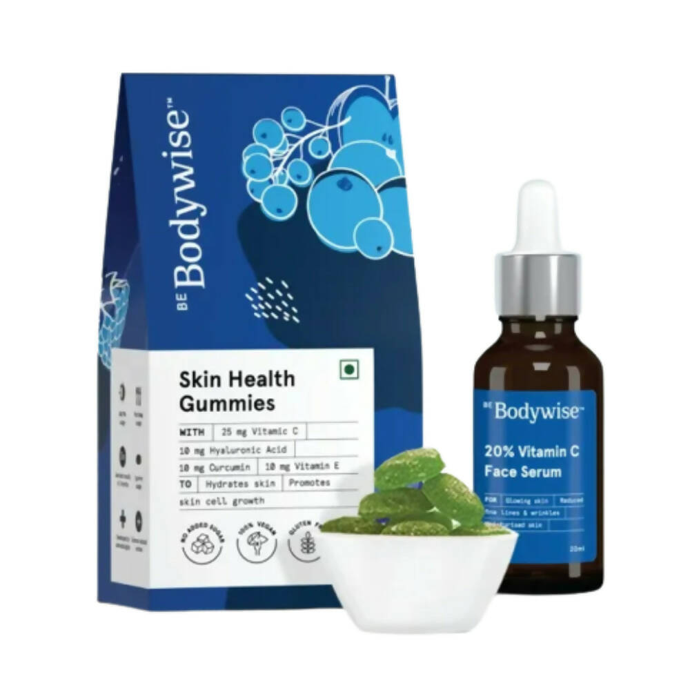 BeBodywise 20% Vitamin C Face Serum & Skin Health Gummies For Skin Glow